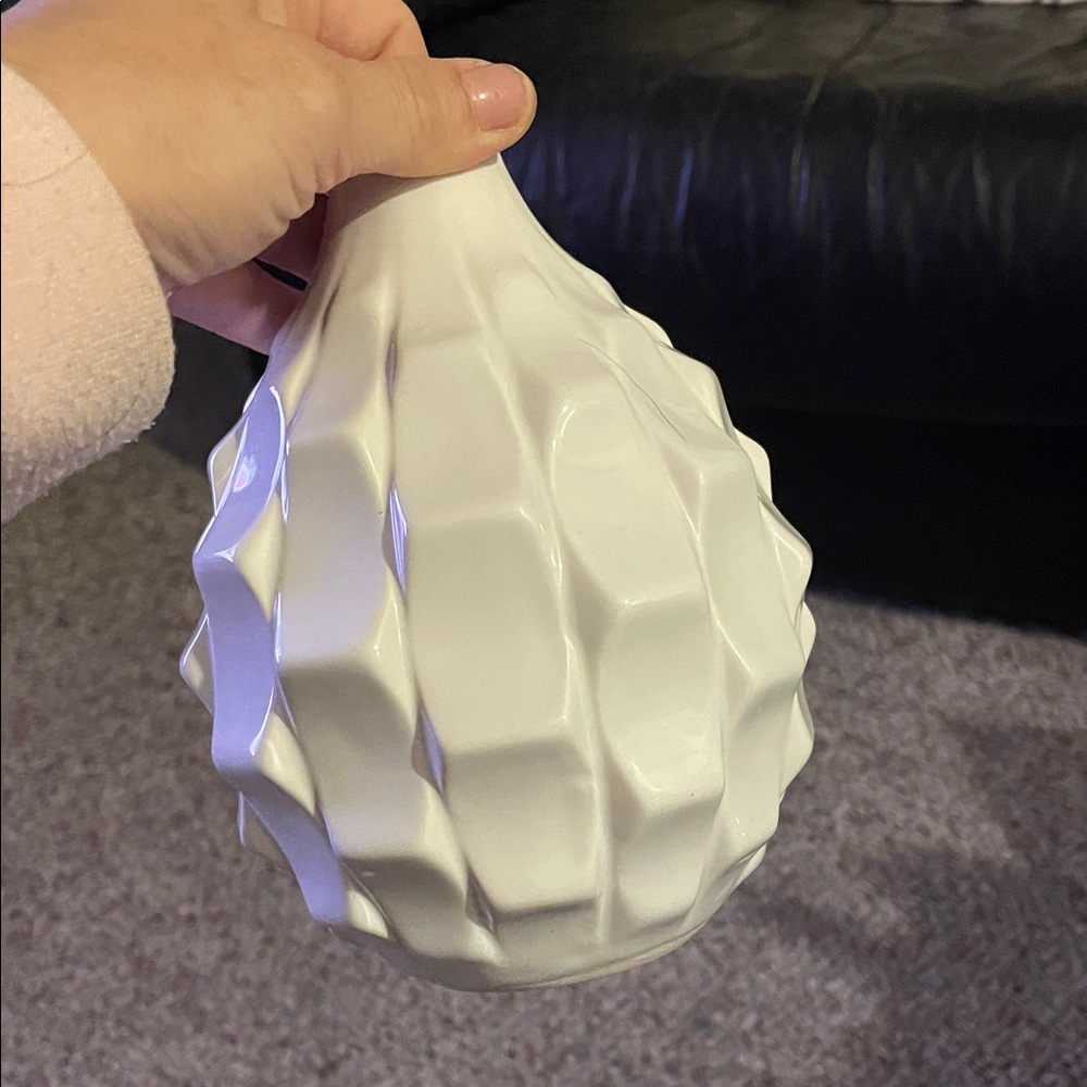 White Textured Ceramic Vase